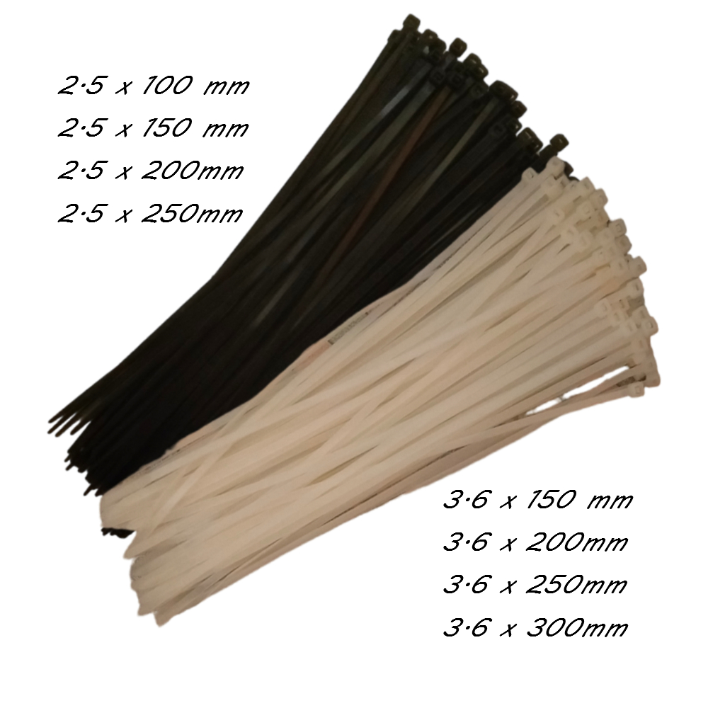 

Kabel Ties 2.5mm 3.6mm 100 Pcs Putih 100mm / 150mm / 200mm / 250mm / 300mm