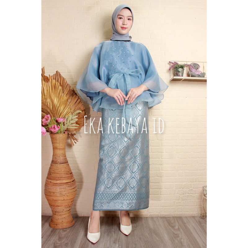 Set Blouse Organza Songket || Blouse Mewah Kondangan || Set Songket dan Blouse Batwing Organza || Bl