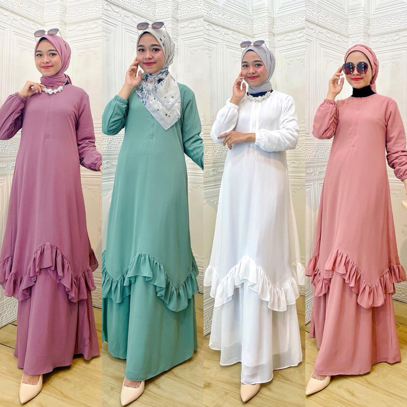 DRESS KURUNG MALAYSIA / BAJU GAMIS MALAYSIA REMPEL BAWAH RENDA TANGAN PREMIUM