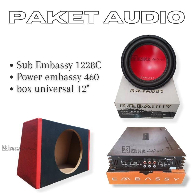 Paket audio Embassy 12 inch Subwoofer Power Amplifier Paket murah embassy
