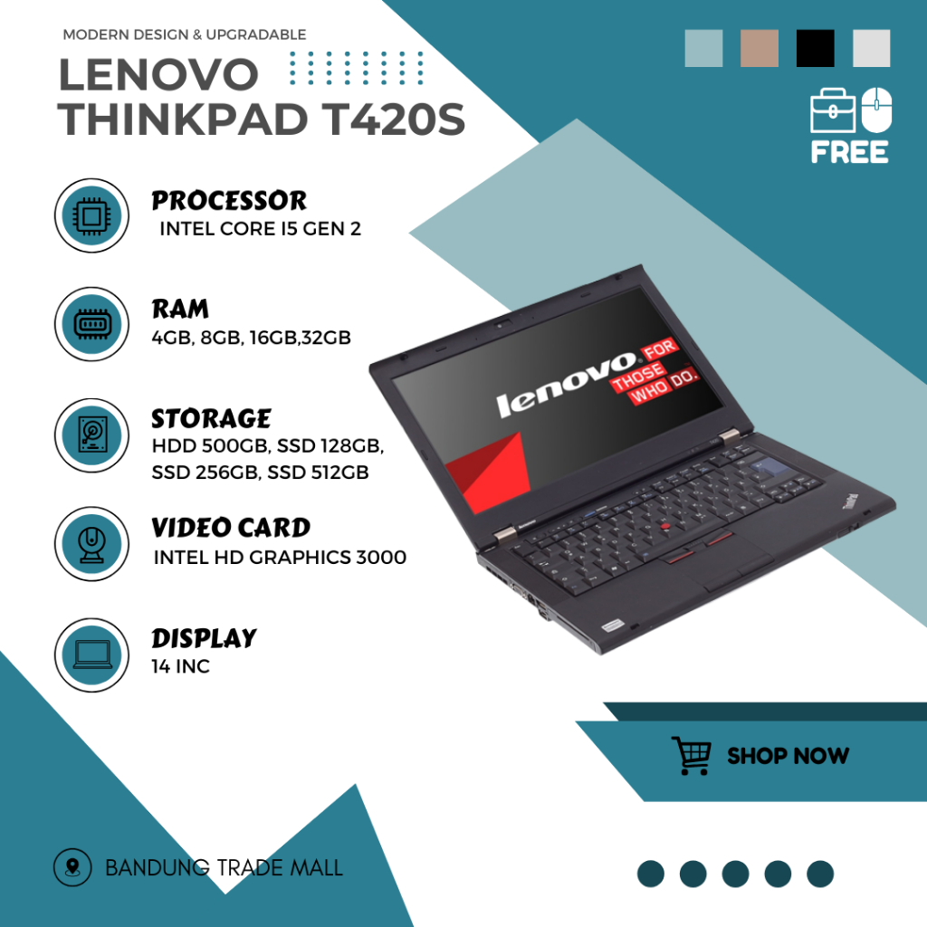Laptop Lenovo ThinkPad T420S Core I5 RAM 8GB SSD 512GB