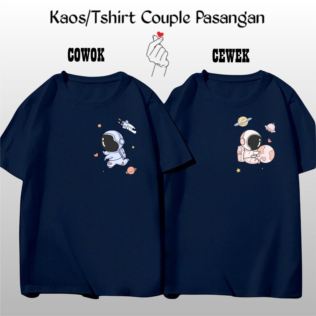 Baju Kaos Couple Pasangan astronot Lengan Pendek / Kaos Oblong Kapelan Cowok CewekTerlaris