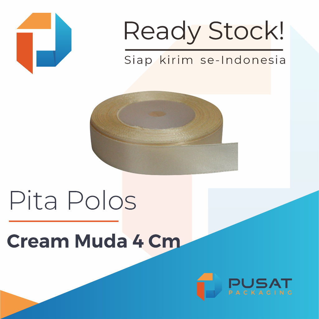 

Pita Satin Cream Muda Polos 4 cm