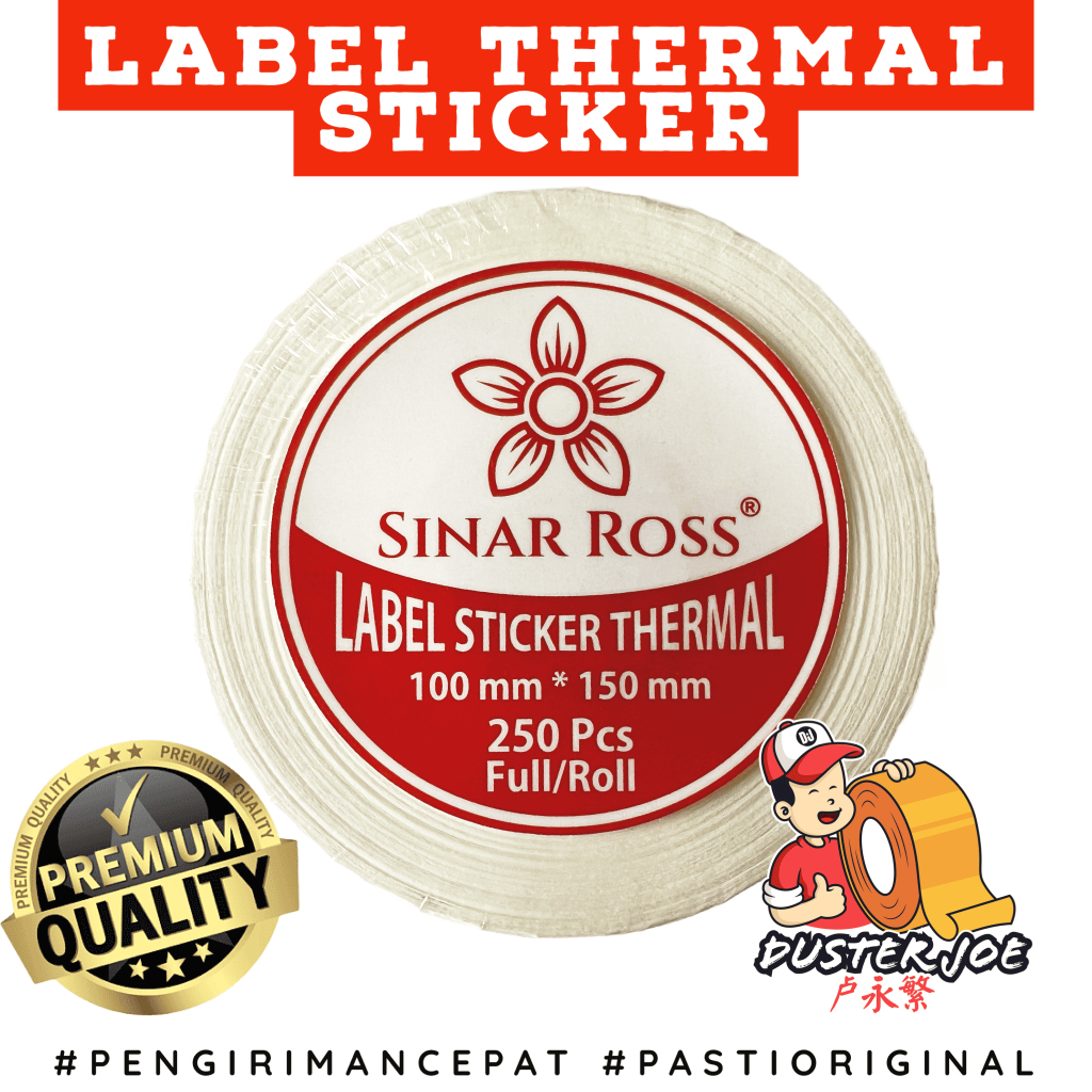 Sinar Ross Label Kertas Thermal Barcode 100x150 isi 250 LEMBAR PER 1 ROL