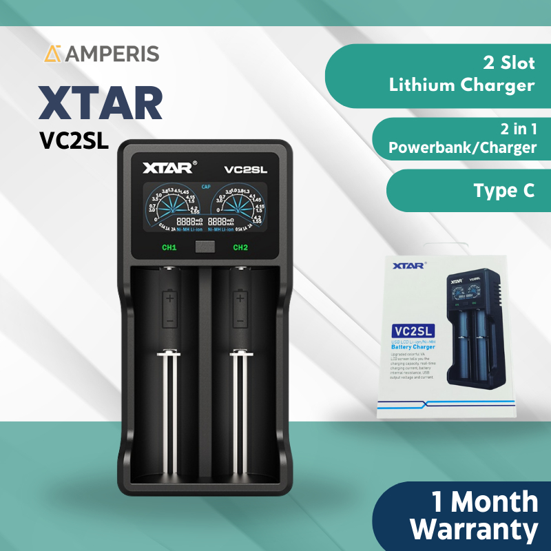 Xtar VC2SL Charger baterai 2 Slot Powerbank LCD 18650 AAA