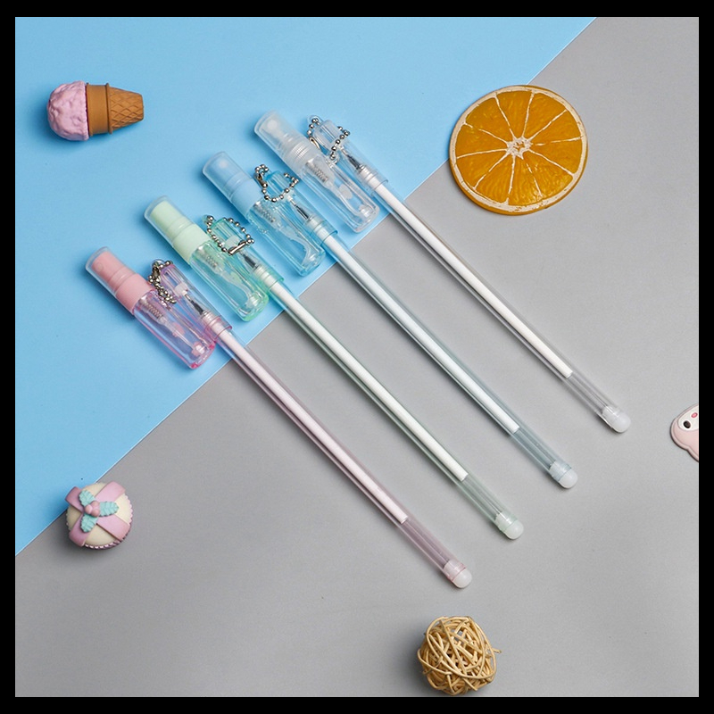 Pulpen + Gantungan Botol Parfum Pena Gel Bolpen Pastel Alat Tulis Sekolah Kantor Souvenir Barang Uni