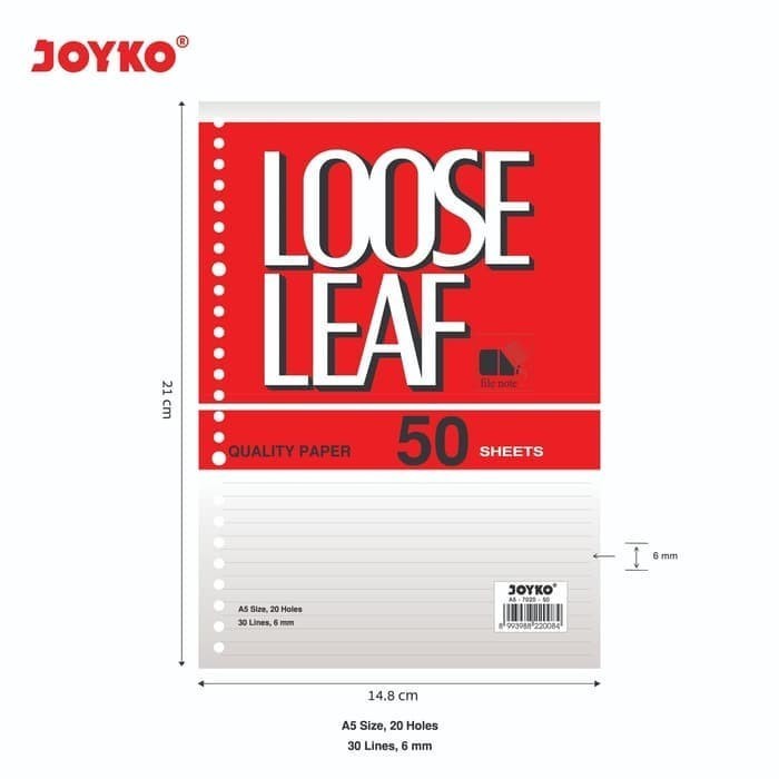 

Loose Leaf JOYKO Isi Refill Kertas Map Binder A5 50 Lembar