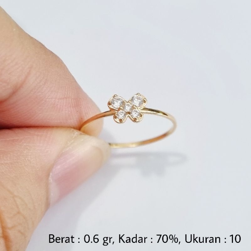 0.6 gr - Cincin Emas Kupu-Kupu Ukuran Ring Size 10 Kadar 70% 700 16K - B7