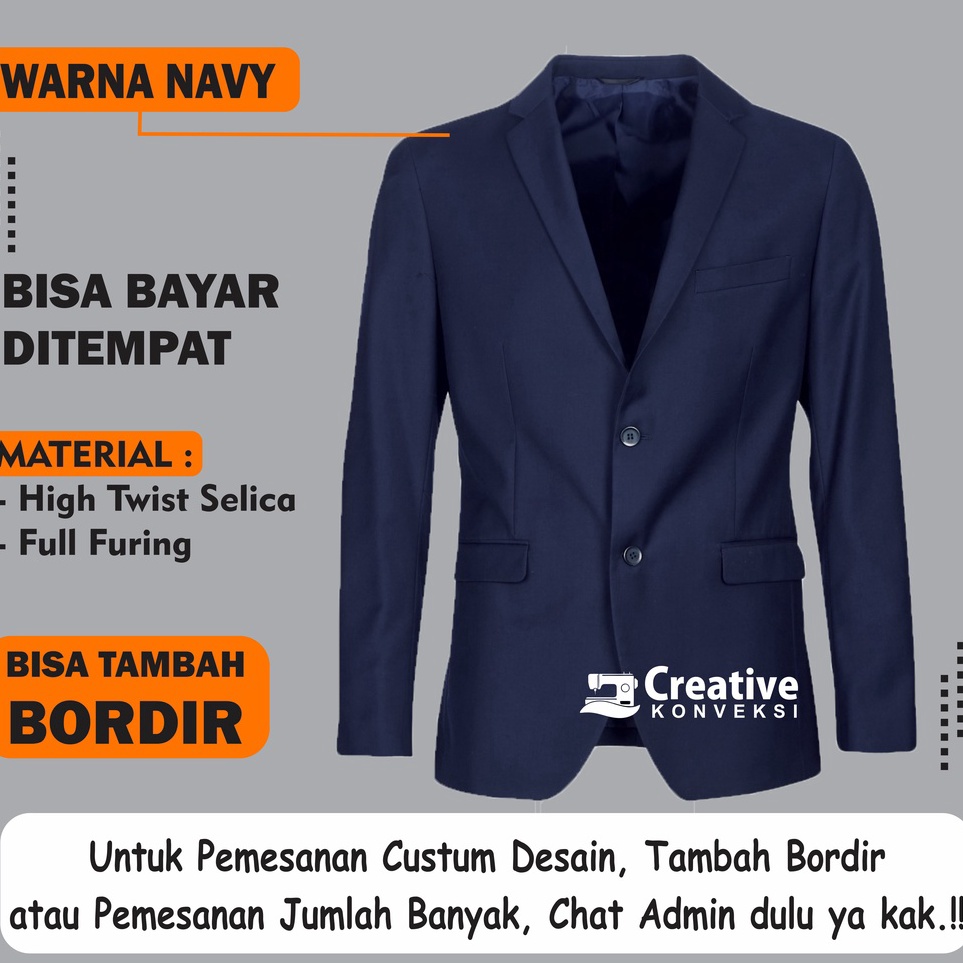 ART A52B Jas Almamater warna biru dongker  navy Jas Sekolah blazer navy  jas pondok pesantren  jas s