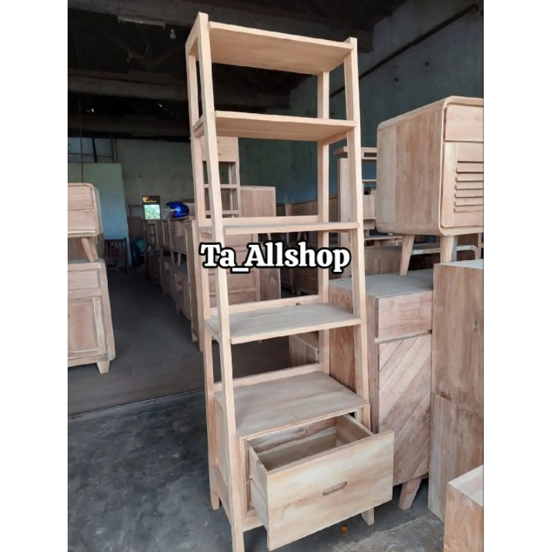 RAK AKSESORIS RUANG TAMU JATI RAK PAJANGAN SUDUT LEMARI HIAS JATI MURAH JUAL RAK HIAS