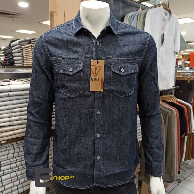 kemeja jeans watchout lengan panjang