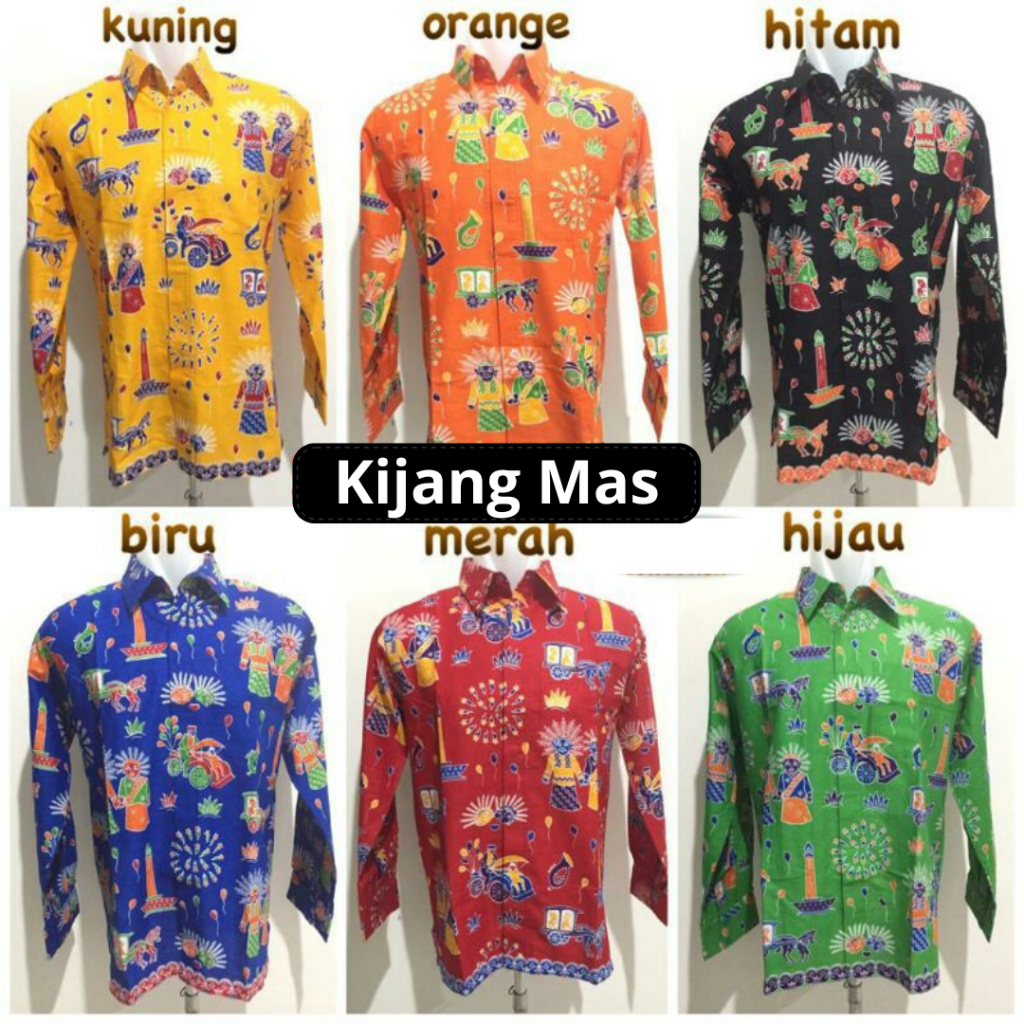 Kemeja Ondel Ondel Anak Lengan Panjang Motif Ondel Betawi Seragam Sekolah Batik