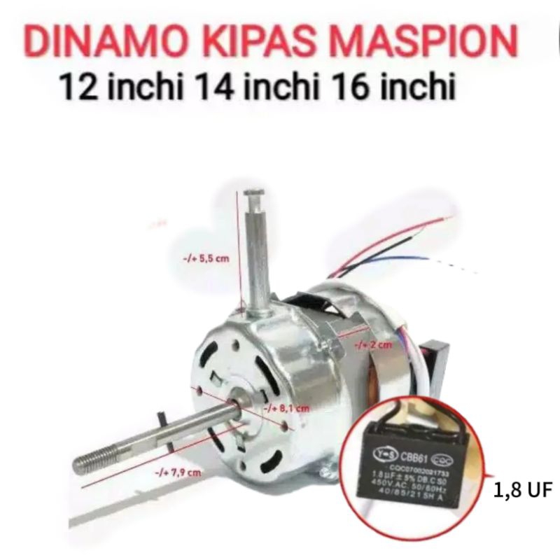 DINAMO / mesin kipas angin maspion stand fan, wall fan maspion 12" s/d 16 inch maspion