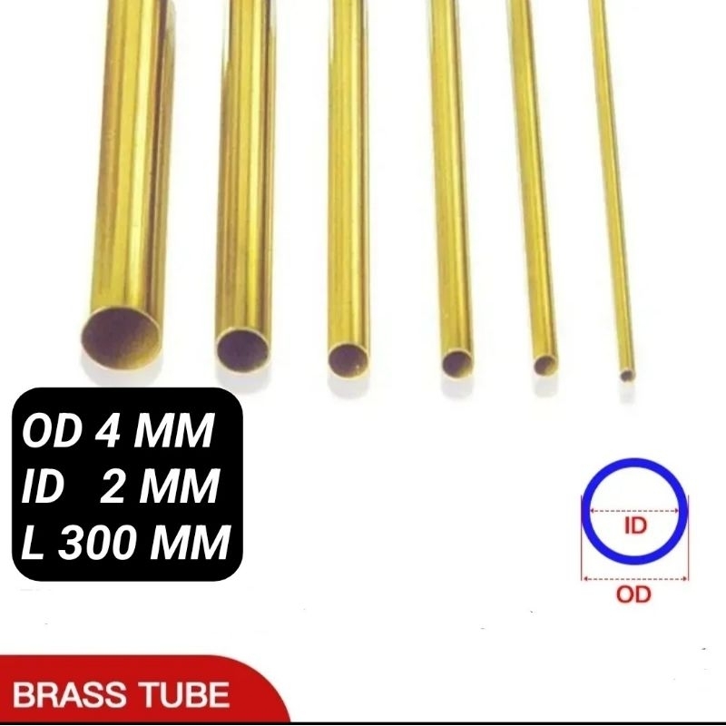 Pipa Kapiler Kuningan / Pipa Kuningan OD 4 MM x 2 MM ID Panjang 300 MM