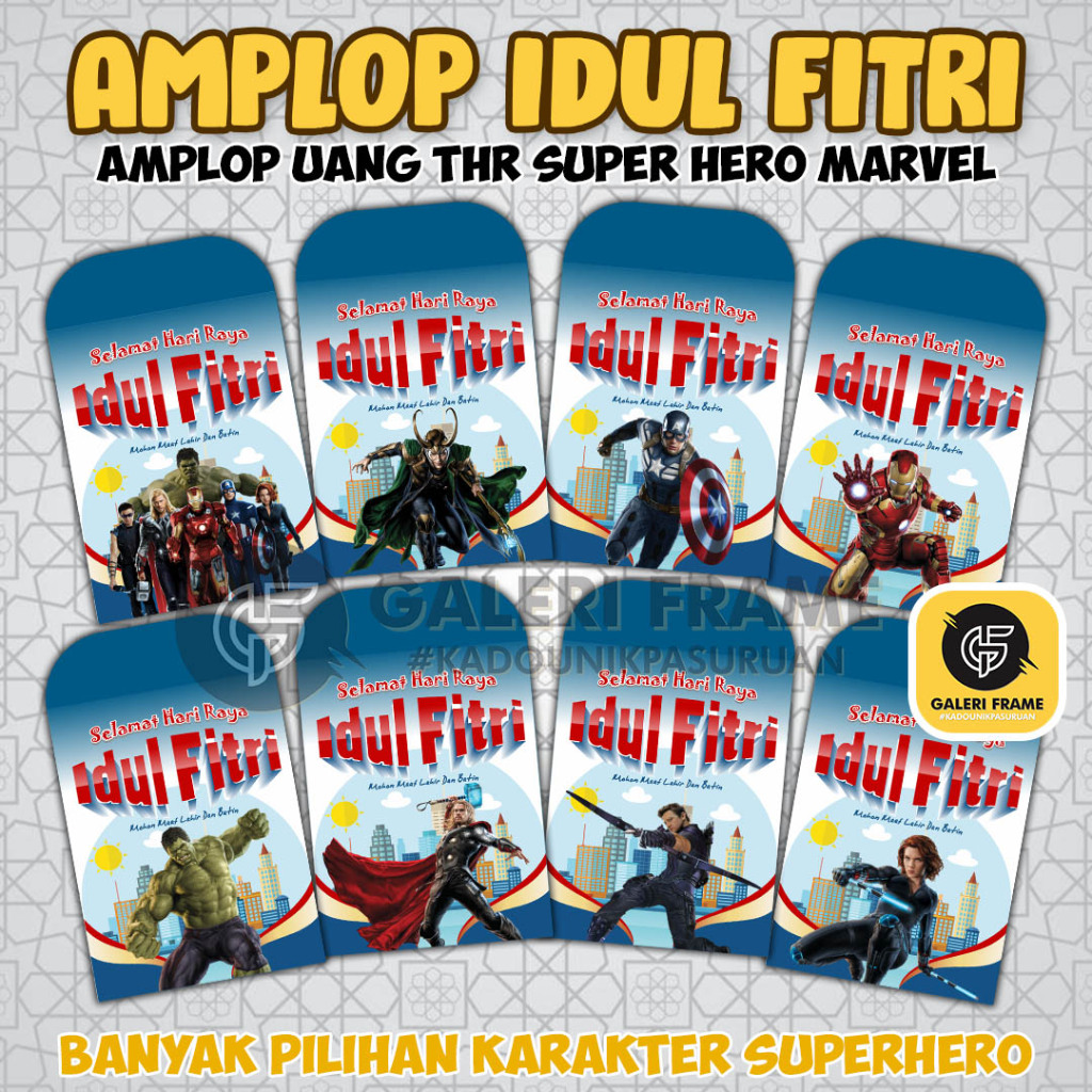 

AMPLOP LEBARAN HARI RAYA IDUL FITRI | AMPLOP LEBARAN SUPERHERO | AMPLOP SUPERHERO | ANGPAO LEBARAN | ANGPAO KARAKTER MARVEL