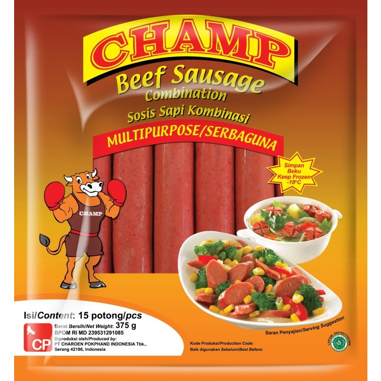 

Champ Beef Sosis Serbaguna 150 gr (6 pcs) dan 375 gr (15 pcs)