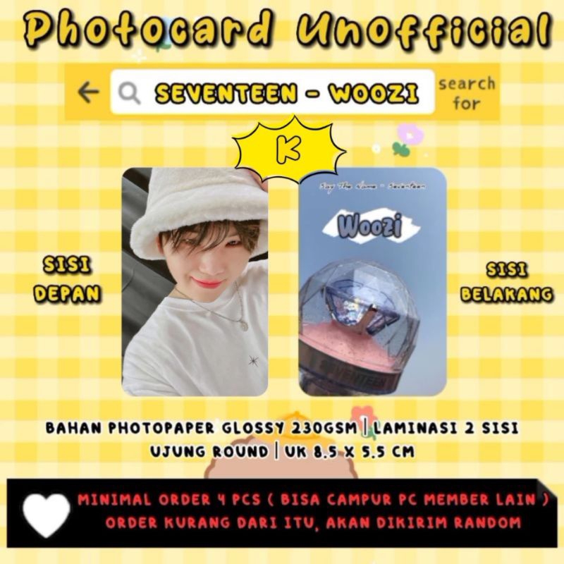 Photocard Seventeen - WOOZI / Photocard Unofficial / Photocard WOOZI SEVENTEEN