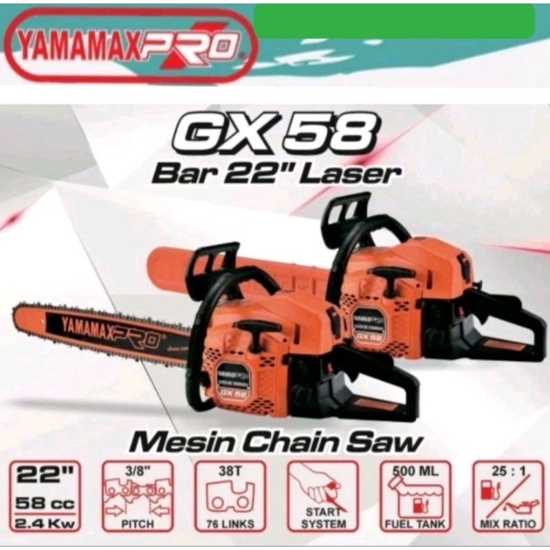 Mesin Gergaji Chain Saw Yamamax Pro GX58