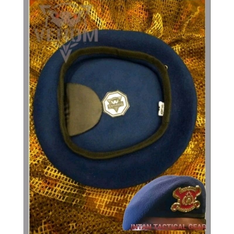 BARET BIRU BRIMOB VENOM SUPER WOLL MUDAH DI BENTUK