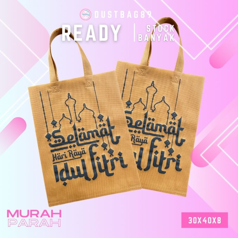 

GOODIEBAG TAS HAMPRES LEBARAN PRES TALI READY STOCK MOTIF SABLON TERLARIS PT 30X40X8