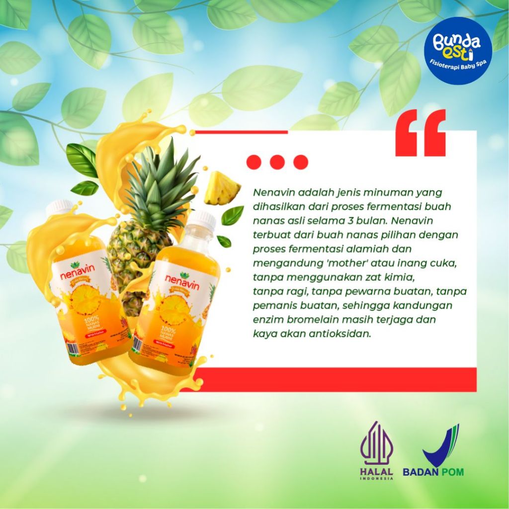 

Cuka Nanas Nenavin Original Organik-280ml-Atasi Diabetes 3x Lebih Ampuh, Menurunkan Kadar Gula Darah-100% Nanas Utuh with Mother