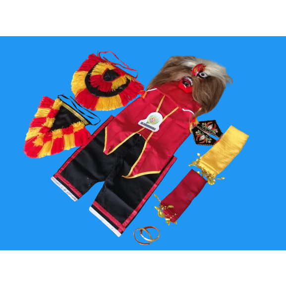 KOSTUM GANONG ANAK FULLSET + TOPENG / GANONGAN / BUJANG GANONG / REYOG / PONOROGO / PAKAIAN REOG