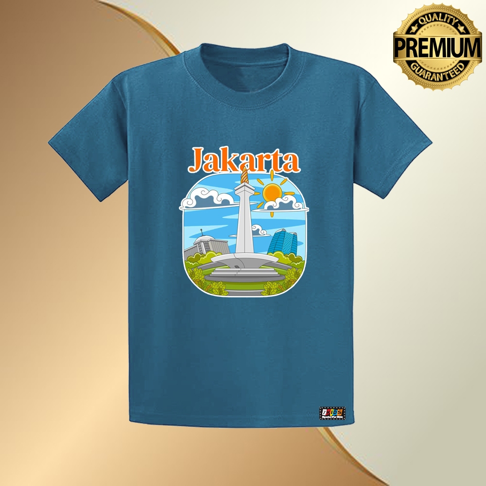 Kaos Distro Anak Laki Perempuan usia 1-12 Tahun Baju Anak Motif Kota Monas Jakarta Lengan Pendek 7KI