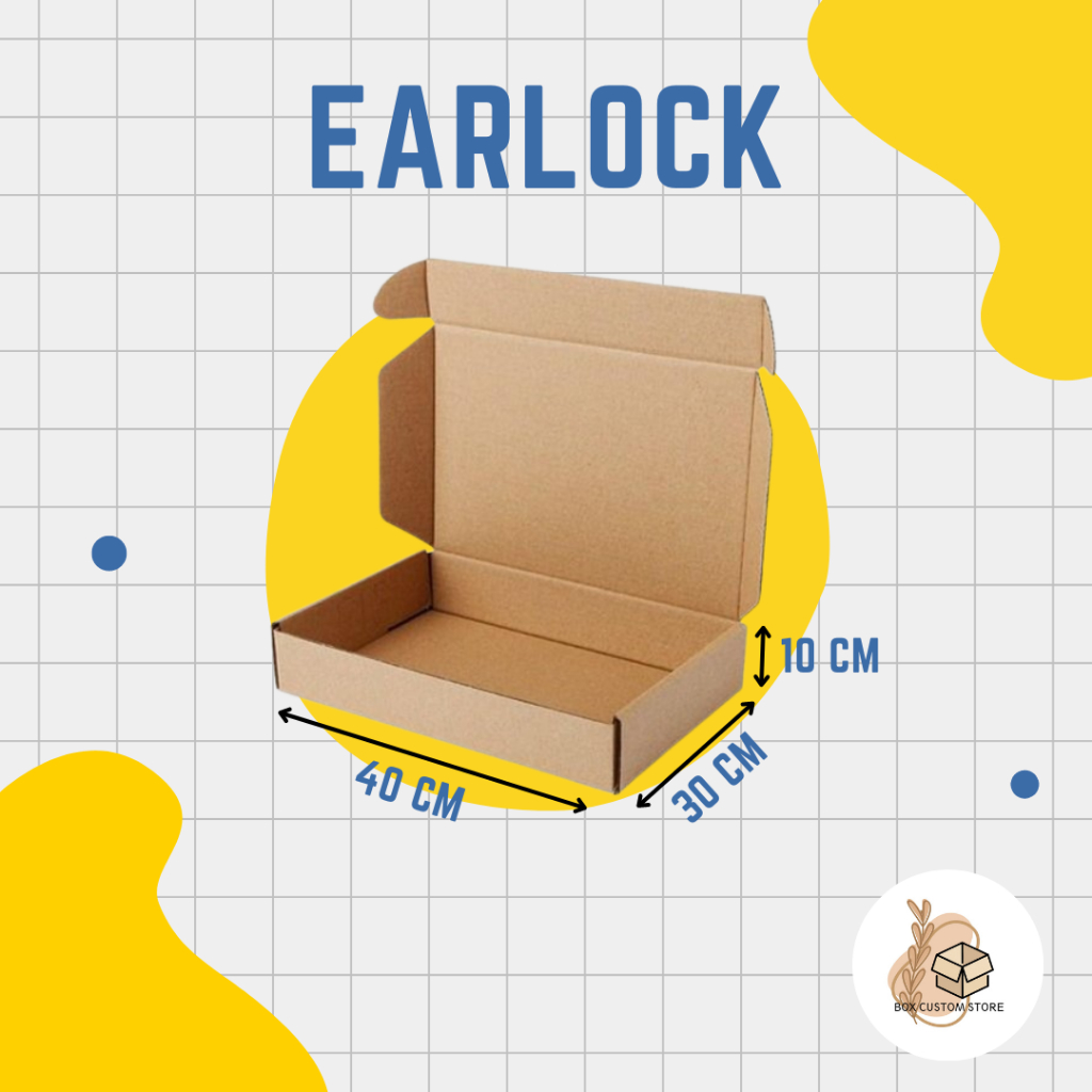 

Kardus / Box Packing - Die Cut Earlock Polos Ukuran 40cm x 30cm x 10cm
