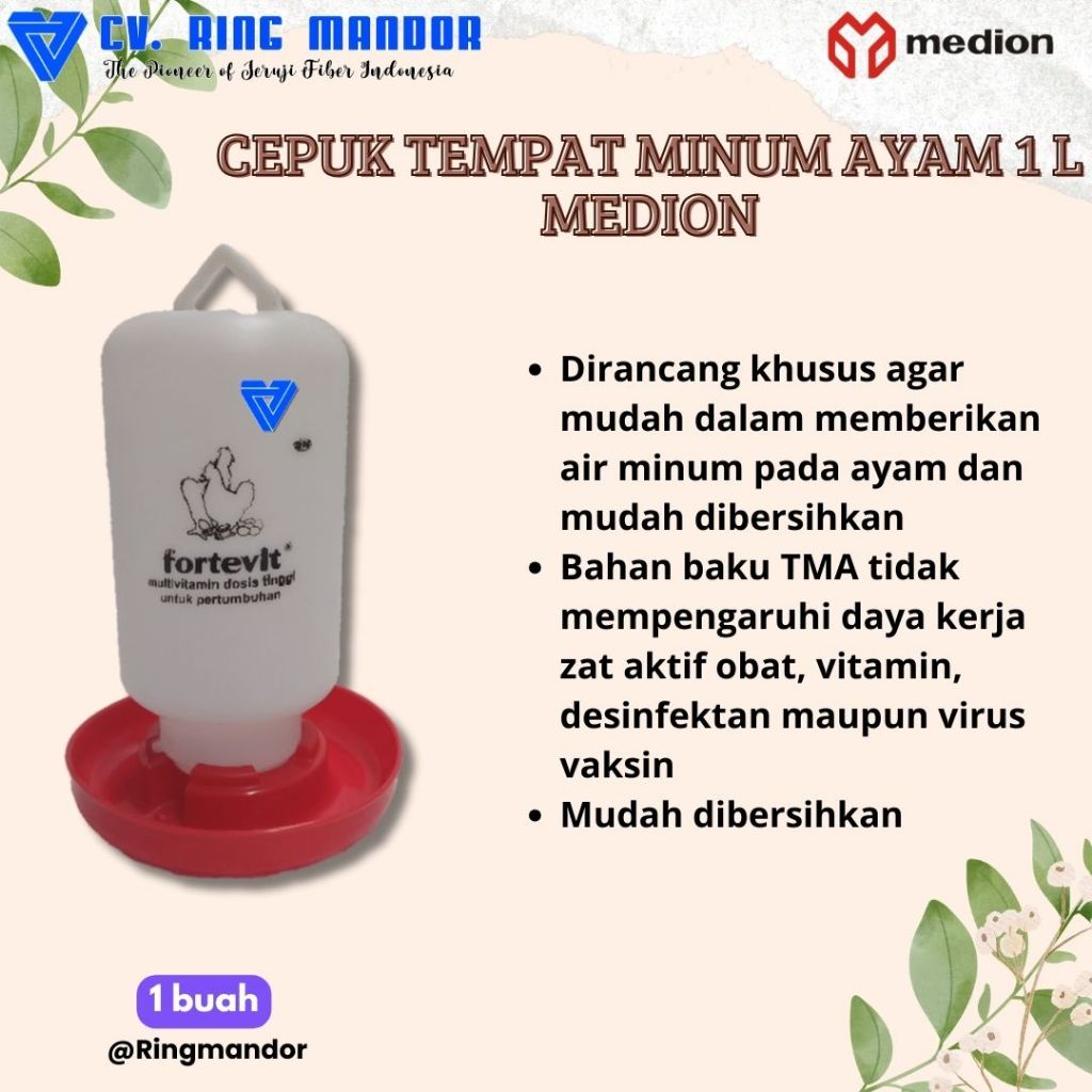 TEMPAT MINUM AYAM 1 LITER - Alat Minum Ayam 1 liter MEDION