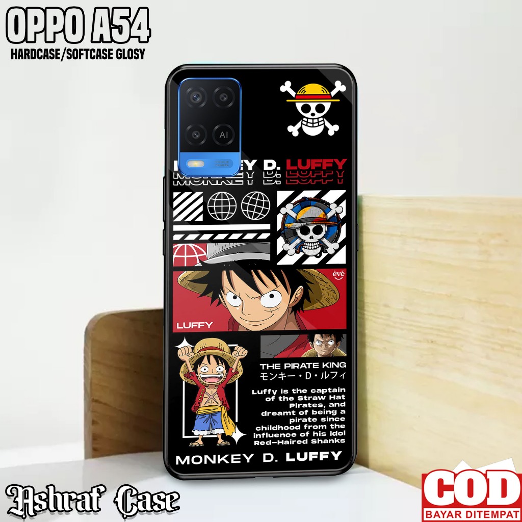Case OPPO A54 - Casing Hp OPPO A54 ( ONE PIECE002 ) Silikon Hp OPPO A54 - Softcase Glass Kaca - Kond