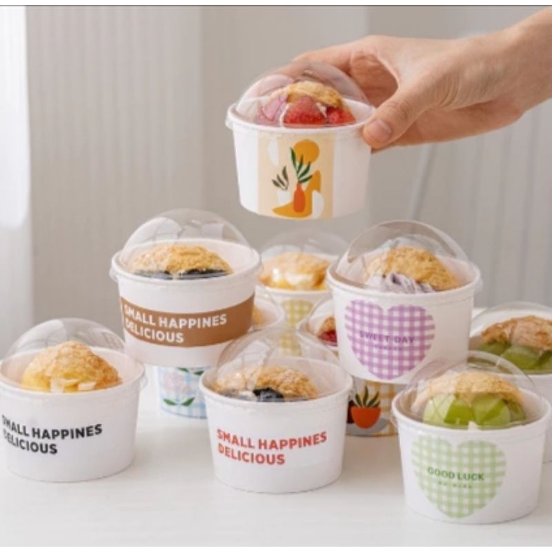 paper bowl putih+ tutup