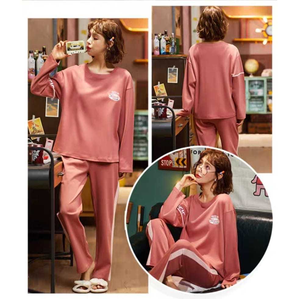 piyama baju tidur wanita kaos tebal import pp