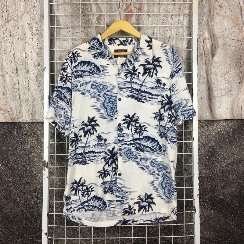 Kemeja Open Collar Boxy Oversized Hawai Pantai Style Korean Hawaii Reserve . SDA 03597 Second Bekas 