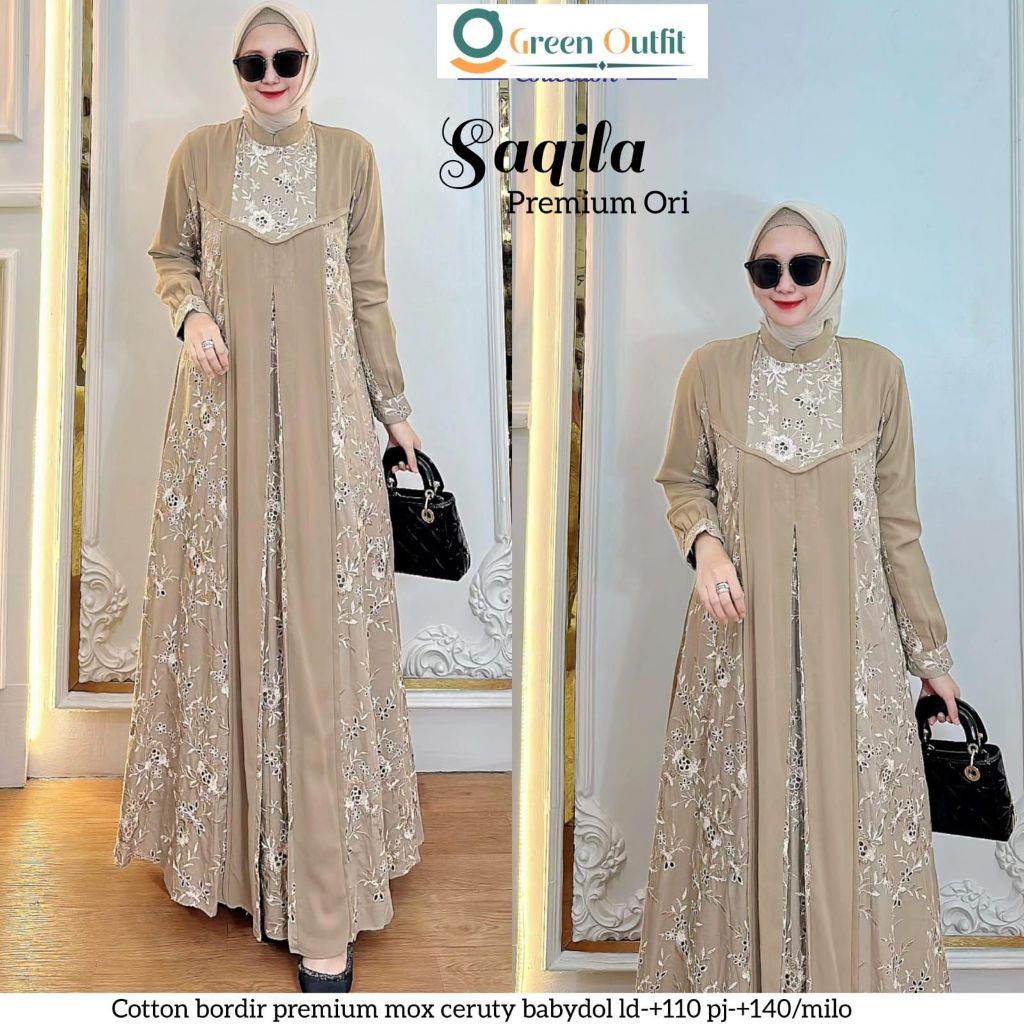 saqila gamis dress dres maxy maxi pakaian baju pesta lebaran kondangan wanita cewe remaja dewasa mus