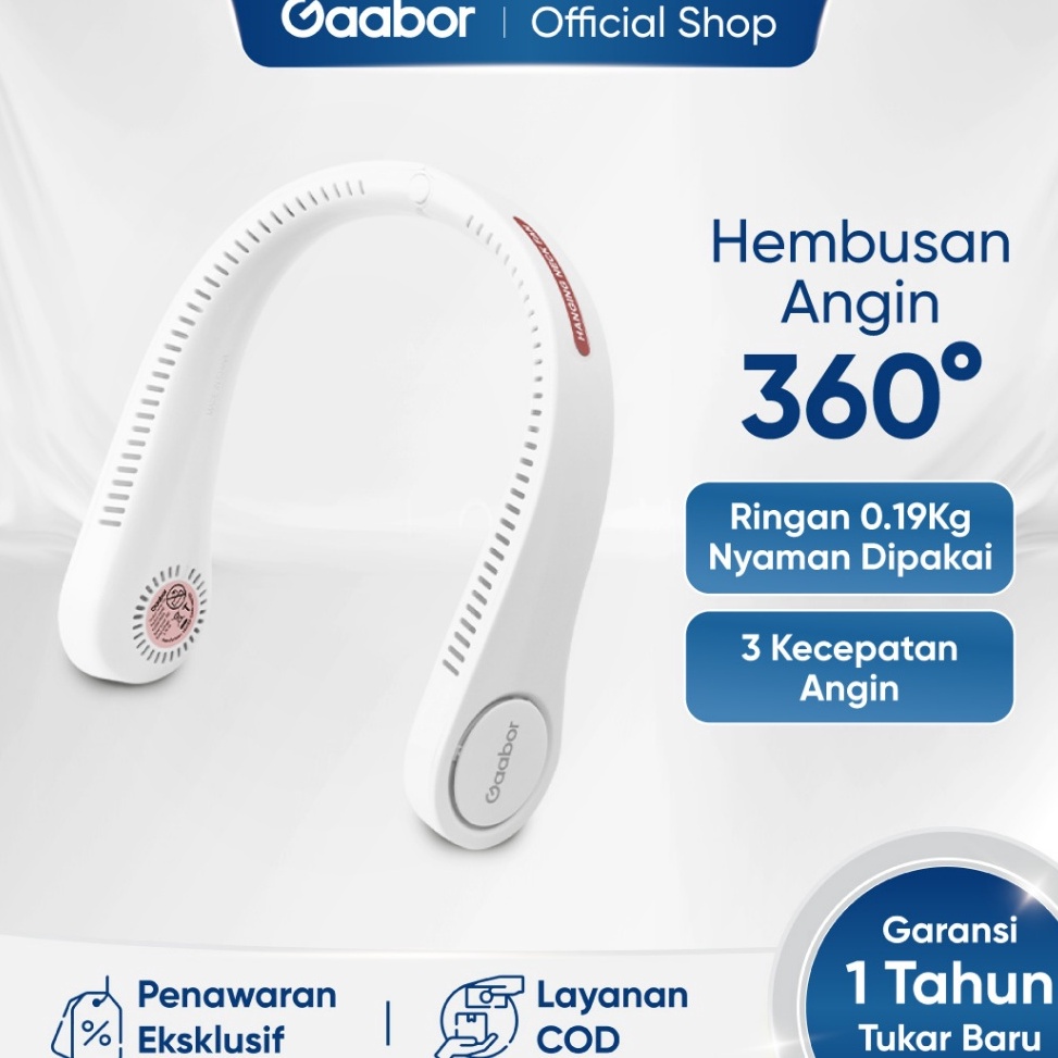 Diskon promo Gaabor Kipas Angin Leher Portable Kipas Gantung Hanging Neck Fan Cooling Fan USB Rechar