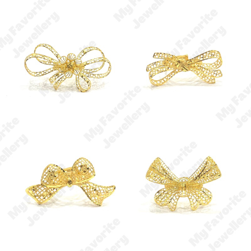 Cincin Adjustable Motif Pita Krawang Emas Asli Kadar 700