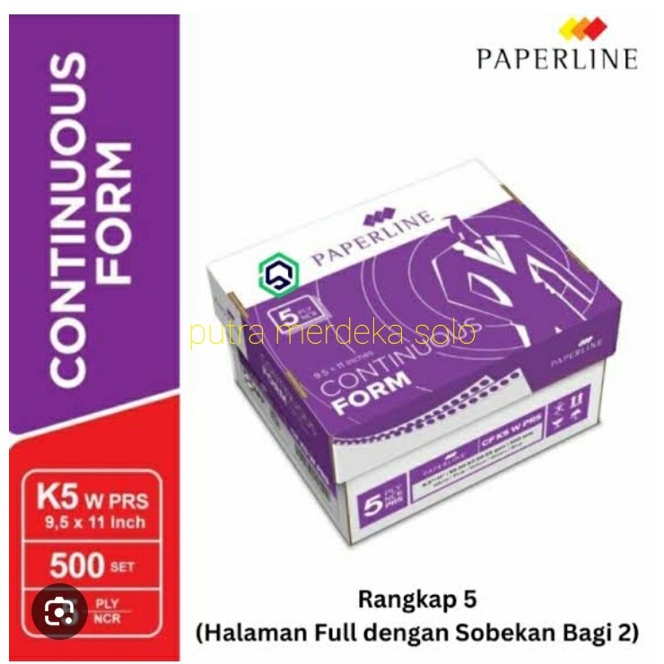 

Kertas Continuous Form K5 PRS Paperline 9,5 x 11/2 inch K5 W PRS Potong Tengah