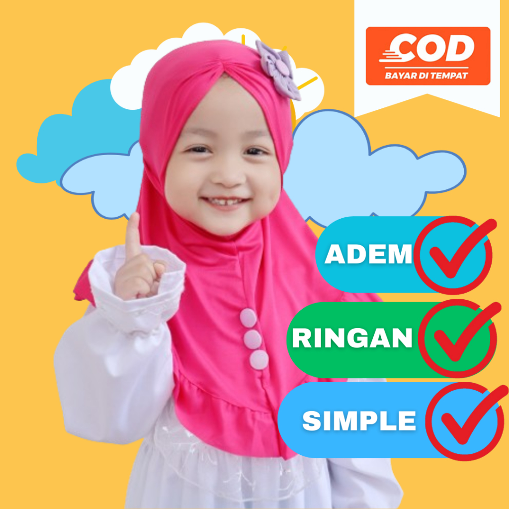 kerudung jilbab hijab bunga matahari ciput pashmina bergo pasmina anak instan turban poni anak bayi 