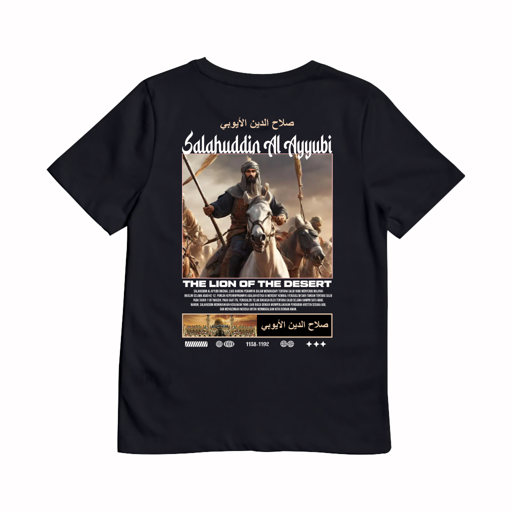 SAKAZUKI Kaos Baju Distro Anak Laki Laki Sahabat Nabi SALAHUDDIN AL-AYYUBI The Tiger Of Crusader
