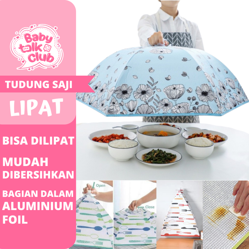 Tudung Saji Lipat Penahan Panas Cover Aluminium Foil Penutup Makanan Portable Modern