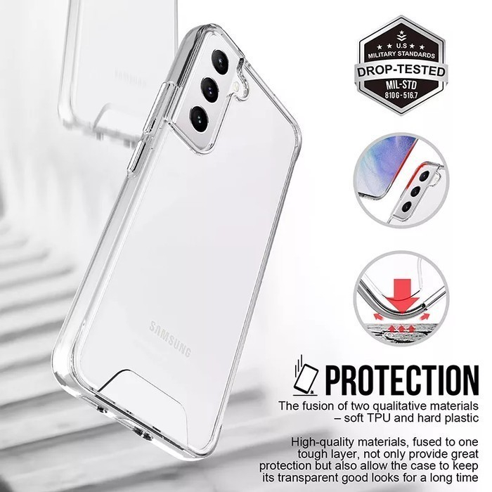 ORIGINAL SPACE Military Drop Crystal CASE ANTI KUNING Samsung A05 A05s A54 A15 A14 A34 A24 A04 A04s A04e A03s A02s A02 A03 A11 A12 A30 A20 A30s S21fe s20 fe HARD Back Samping Soft/Belakang Acrilyic Super Bening/Clear Hard Hardcase Side Galaxy S21 S 5G 4g