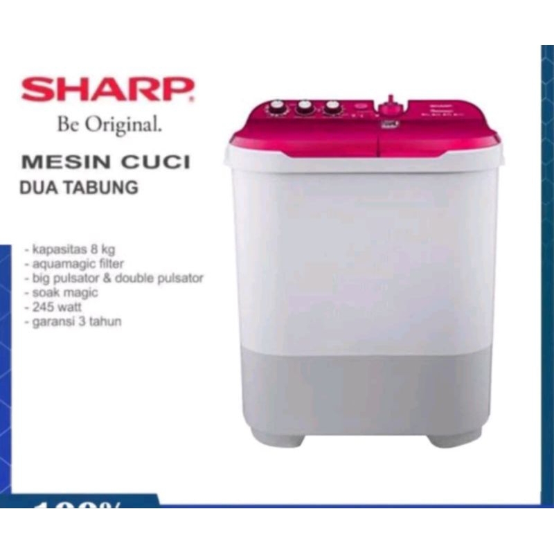 mesin cuci Sharp 2 tabung 8.5 kg /mesin cuci Sharp 85 nt barang baru garansi resmi