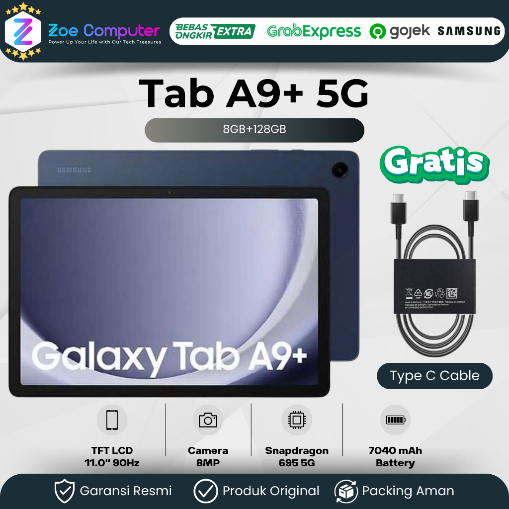 Samsung Galaxy Tab A9+ 5G 8/128GB Garansi Resmi