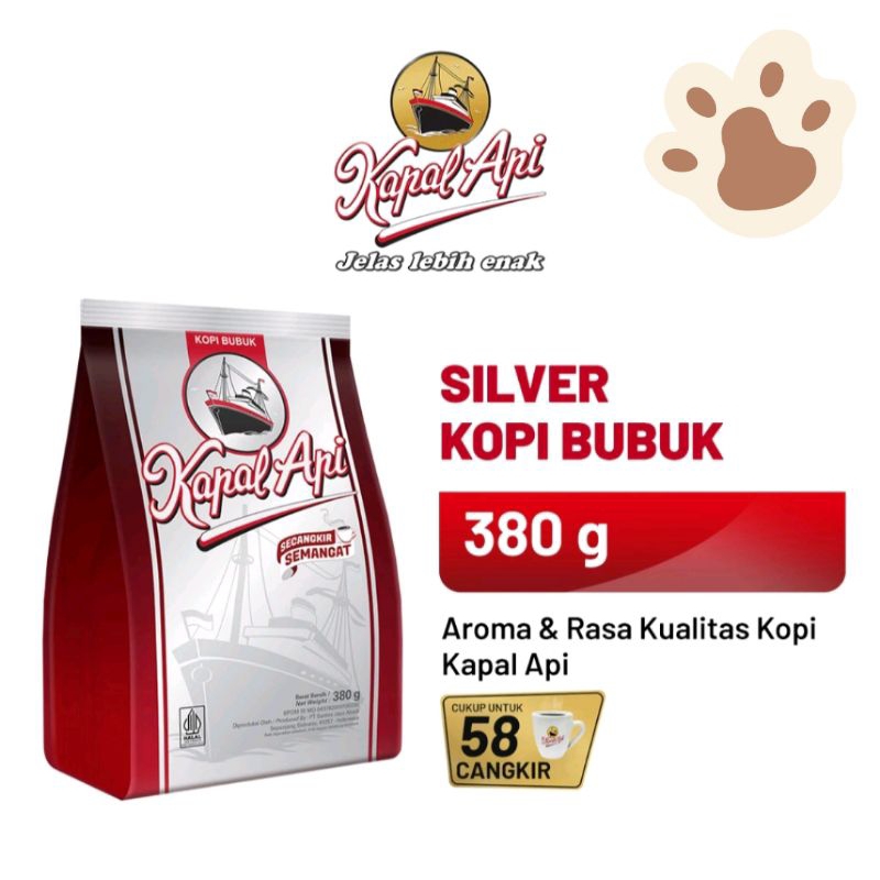 Kapal api Silver kopi bubuk tanpa gula 380gr