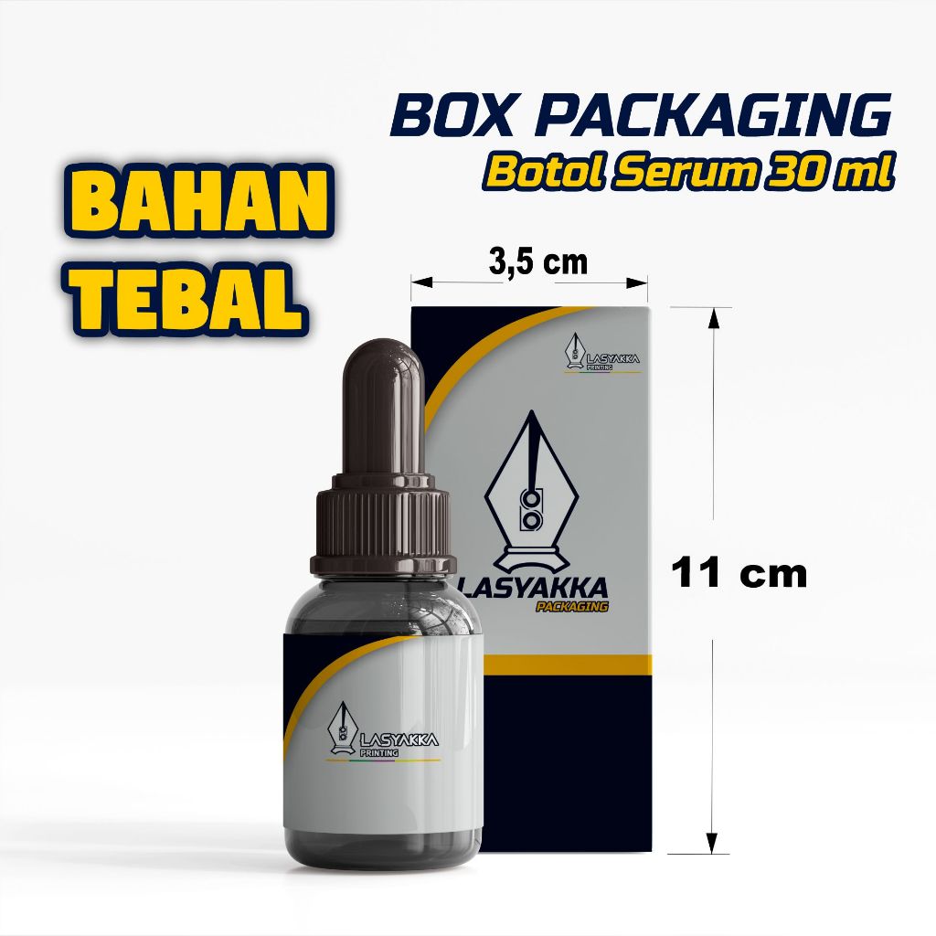 

box packaging custom serum 30 ml ukuran 3,5 x 3,5 x 11 cm / dus skincare 30 ml / dus botol 30 ml custom