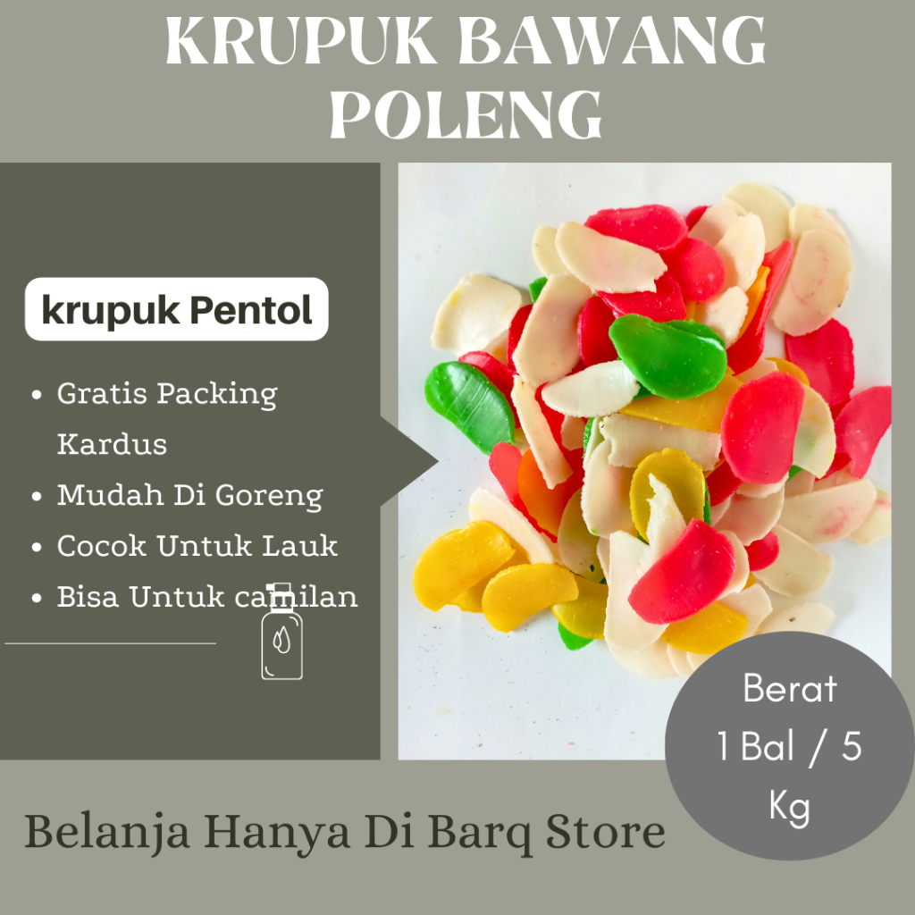 Krupuk Bawang Poleng Mentah Warna Warni Eceran Berat 5 Kg/ 1 Bal