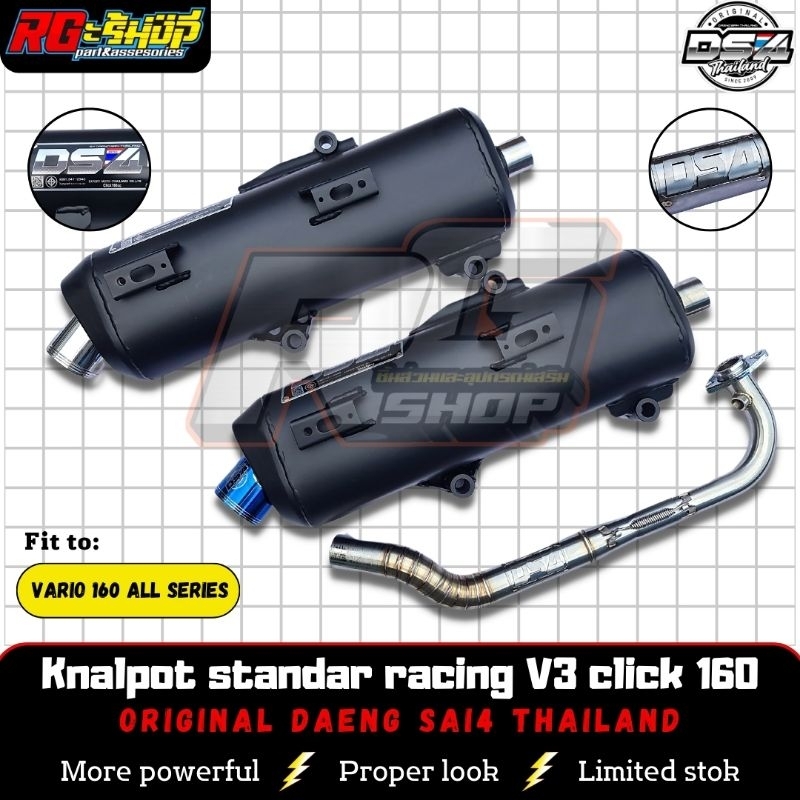 Knalpot Standar Racing Daeng SAI4 Blue Stainless Vario 160 ABS CBS Original Thailand