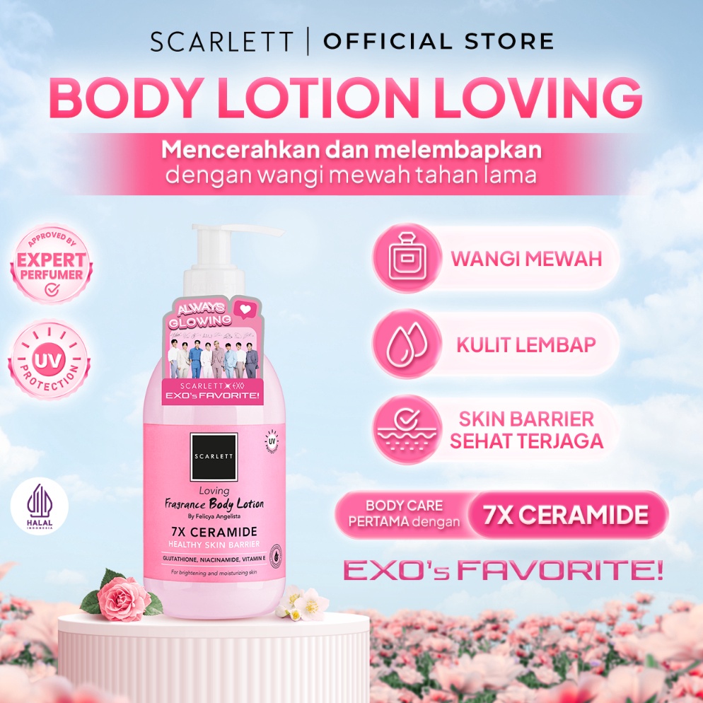 WXC518 V44859 Scarlett Whitening Loving Body Lotion  Lotion Pelembab Kulit dengan 7X Ceramide untuk 