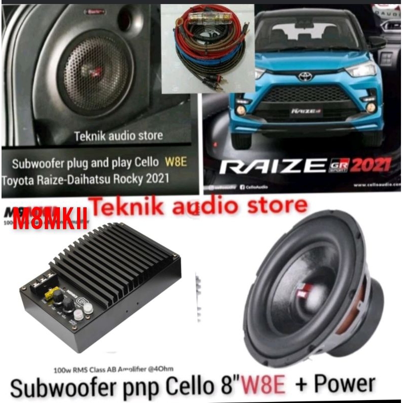 Subwoofer PNP Cello 8inch W8E plus Power -Toyota Raize-Daihatsu Rocky dll