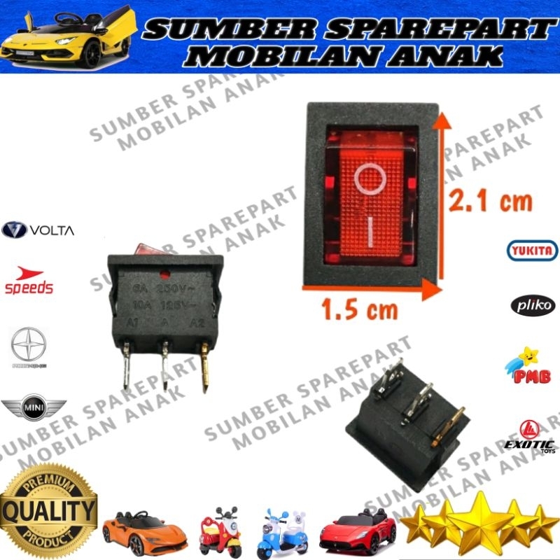 TOMBOL ON OFF MERAH KOTAK KECIL MOBILAN AKI ANAK MOTOR AKI ANAK PLIKO YUKITA PMB MINI SPEEDS VOLTA R